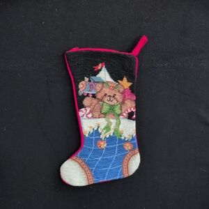 Festive Christmas Stocking with Bear Design